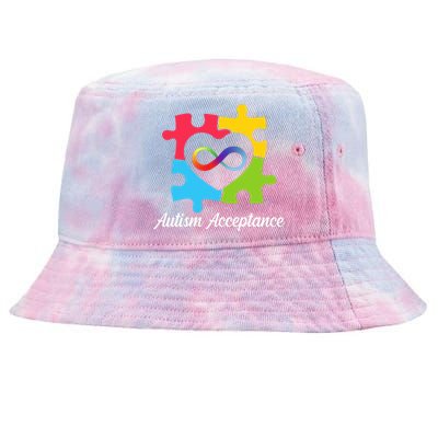 Infinity Heart Love Autism Awareness Acceptance Tie-Dyed Bucket Hat