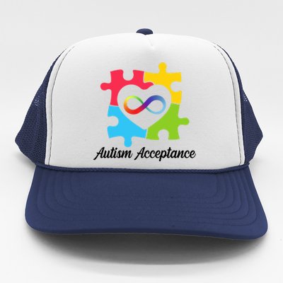 Infinity Heart Love Autism Awareness Acceptance Trucker Hat