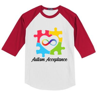 Infinity Heart Love Autism Awareness Acceptance Kids Colorblock Raglan Jersey