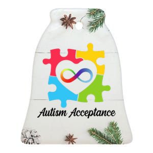 Infinity Heart Love Autism Awareness Acceptance Ceramic Bell Ornament