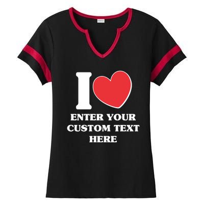 I Heart Love Custom Text Personalize Ladies Halftime Notch Neck Tee