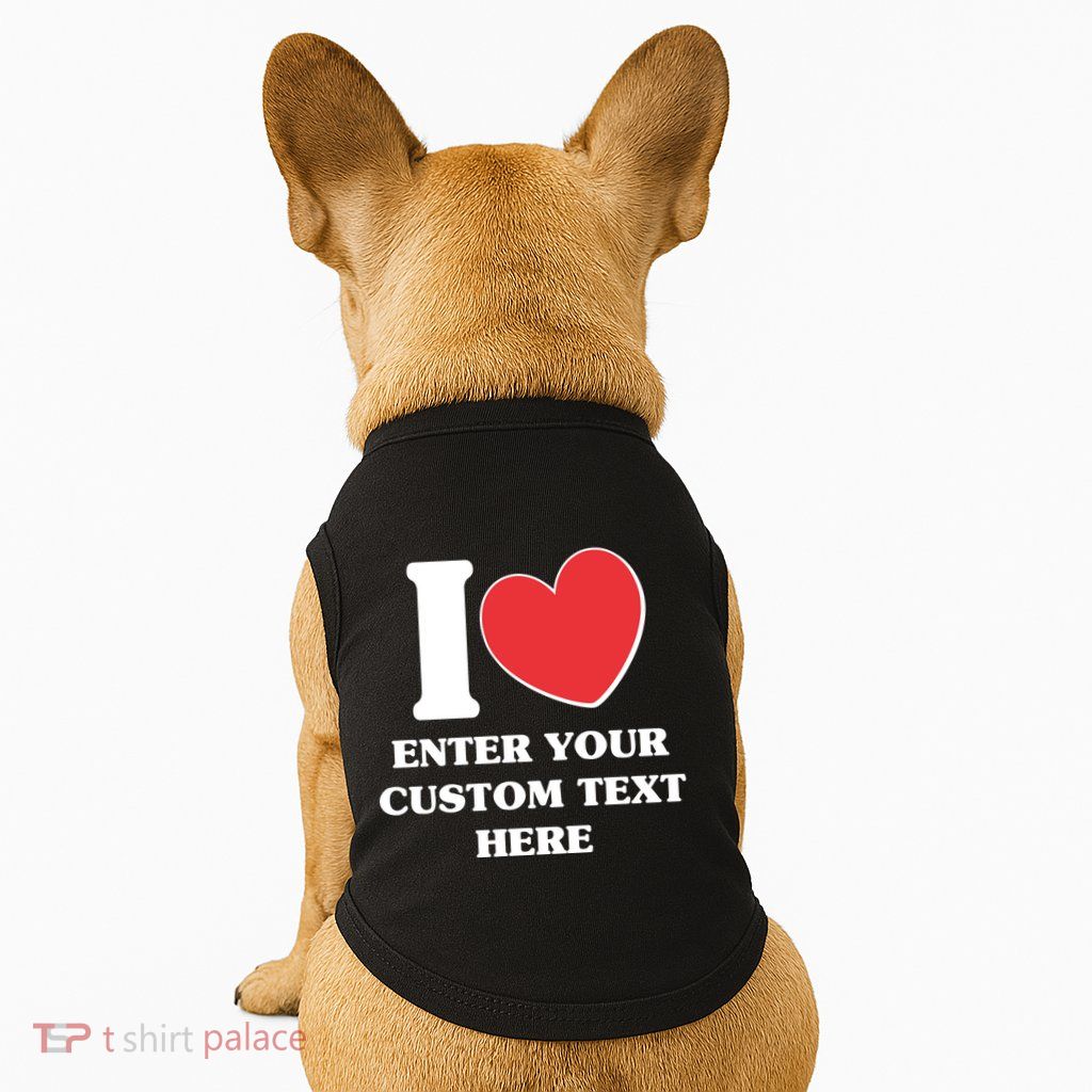 I Heart Love Custom Text Personalize Doggie Tank