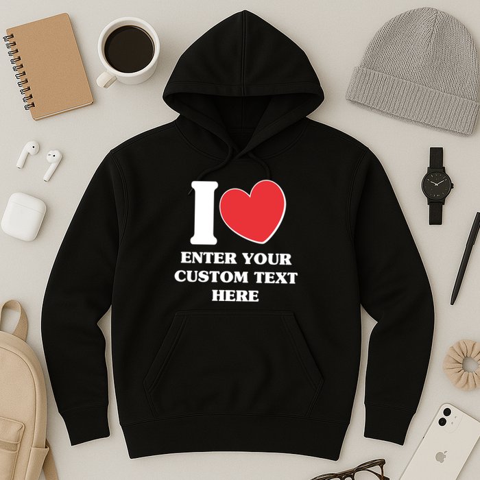 I Heart Love Custom Text Personalize Hoodie