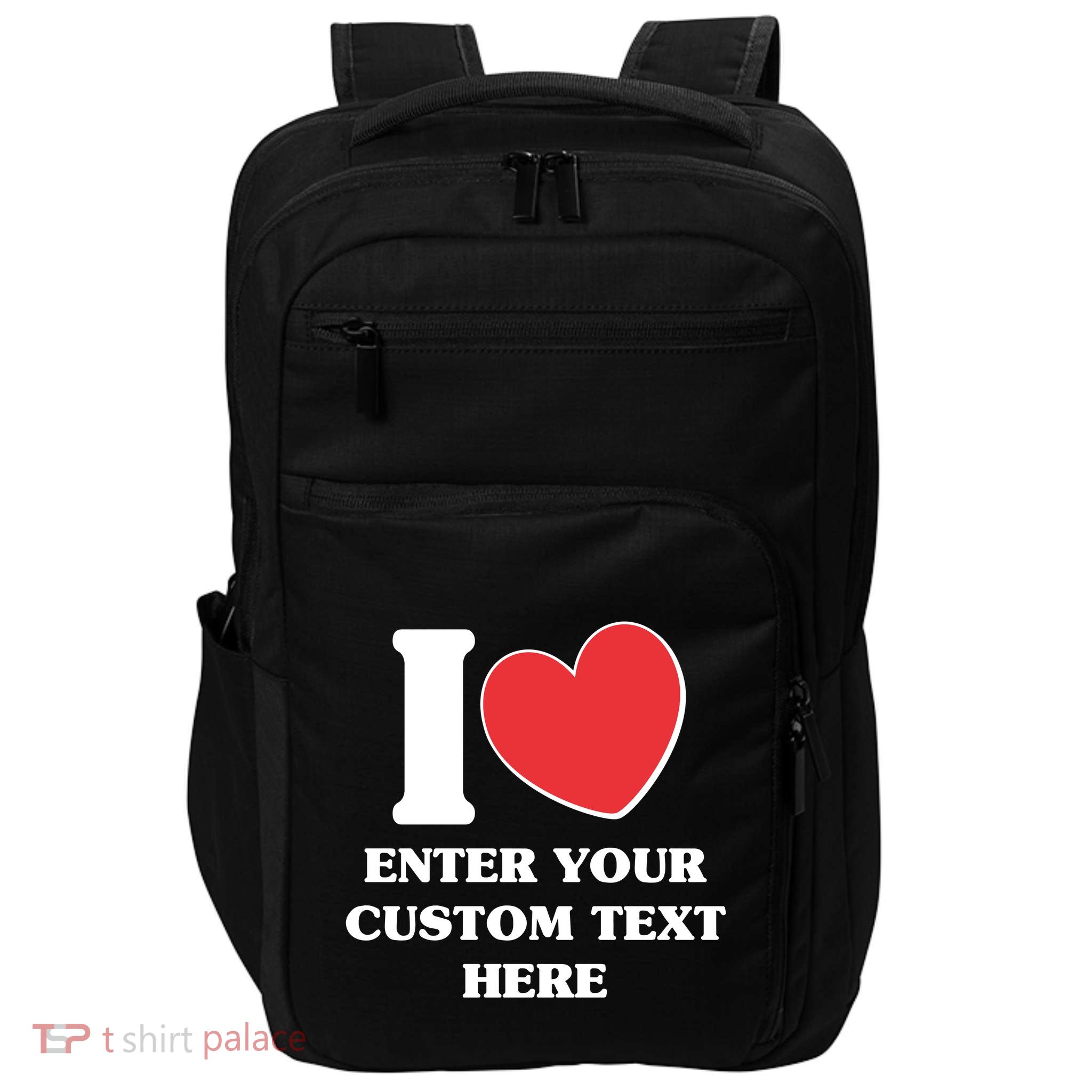 I Heart Love Custom Text Personalize Impact Tech Backpack