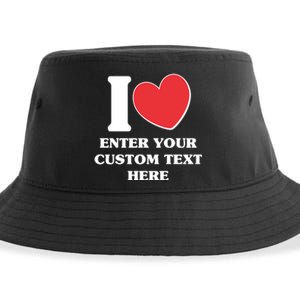 I Heart Love Custom Text Personalize Sustainable Bucket Hat