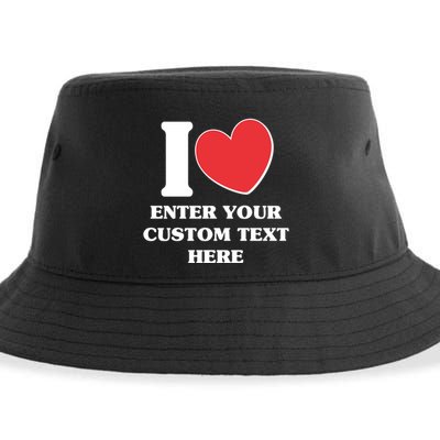 I Heart Love Custom Text Personalize Sustainable Bucket Hat