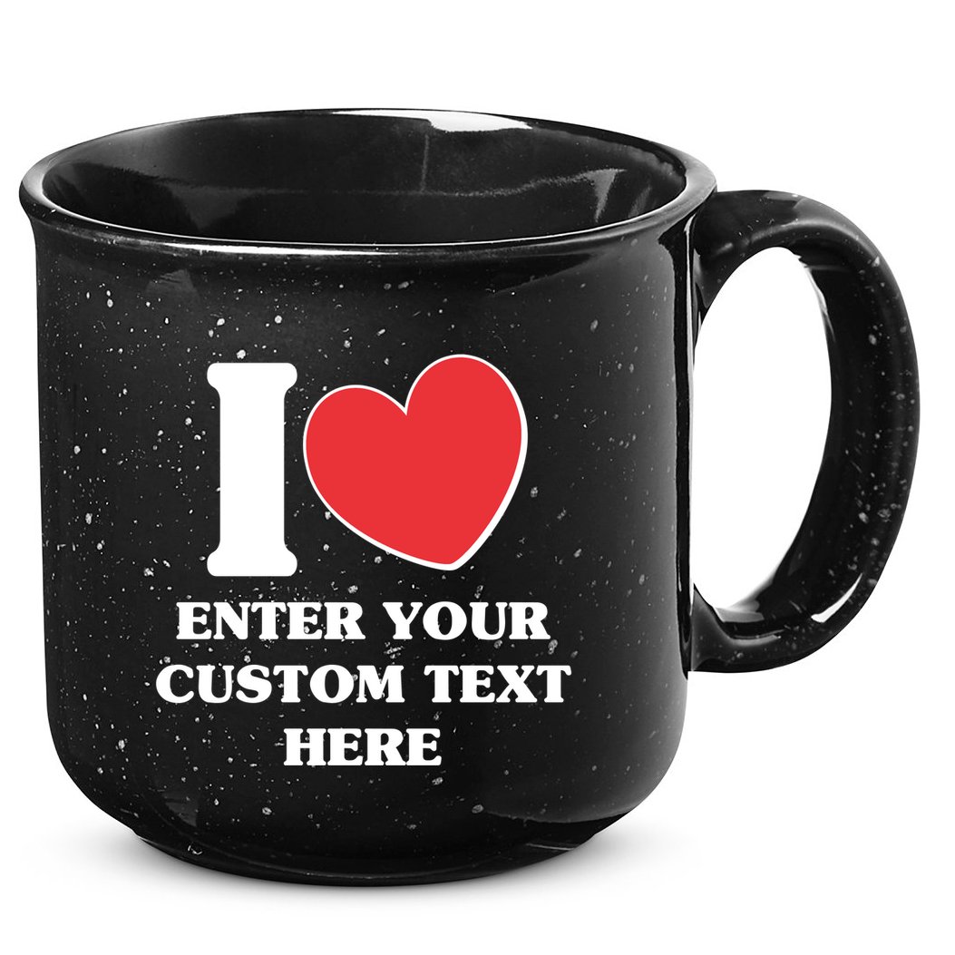 I Heart Love Custom Text Personalize 15oz Campfire Ceramic Mug