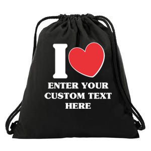 I Heart Love Custom Text Personalize Drawstring Bag