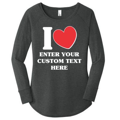 I Heart Love Custom Text Personalize Women's Perfect Tri Tunic Long Sleeve Shirt