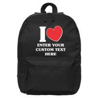 I Heart Love Custom Text Personalize 16 in Basic Backpack