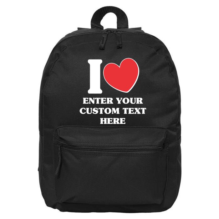 I Heart Love Custom Text Personalize 16 in Basic Backpack