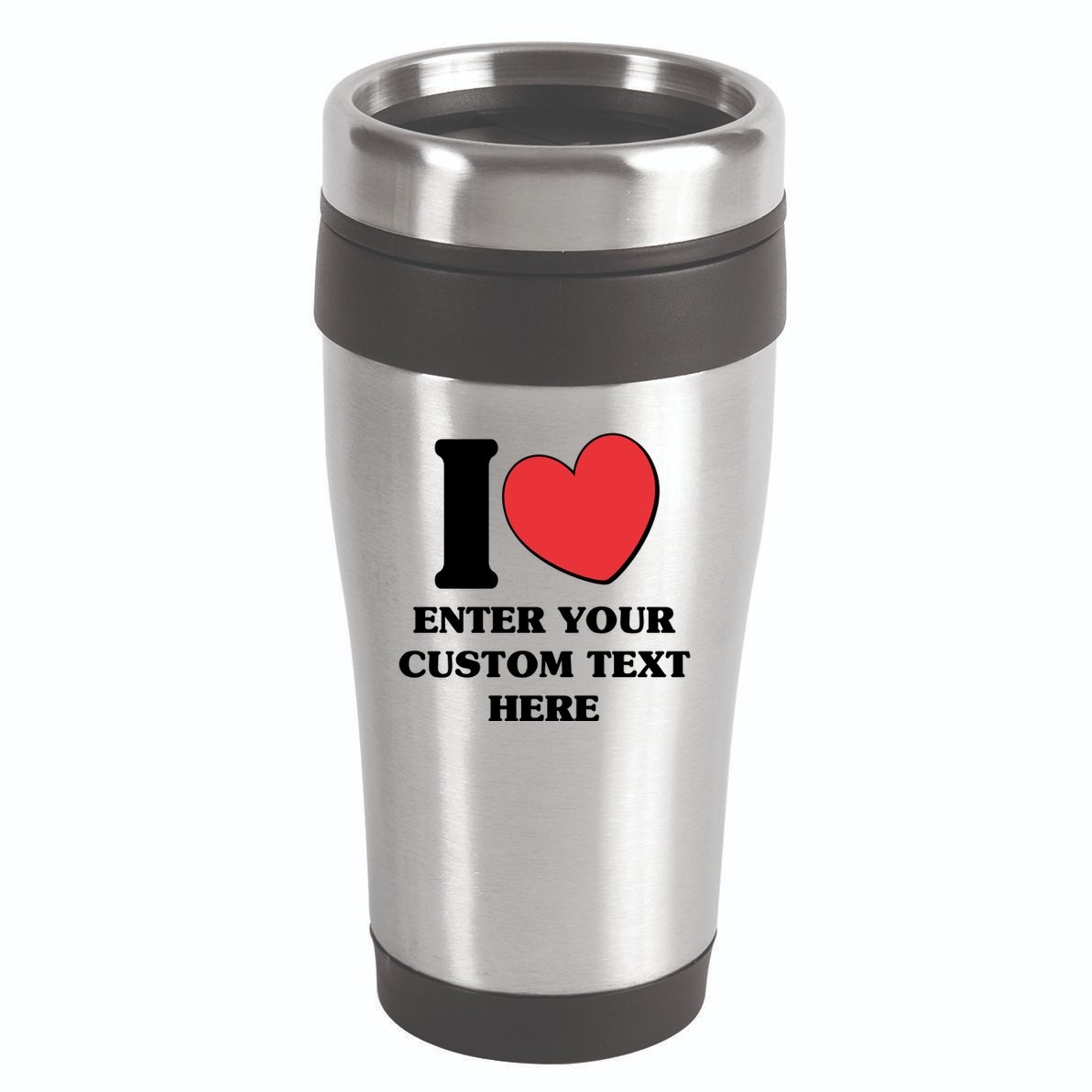 I Heart Love Custom Text Personalize 16oz Travel Tumbler