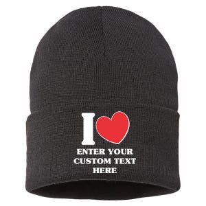 I Heart Love Custom Text Personalize Sustainable Knit Beanie