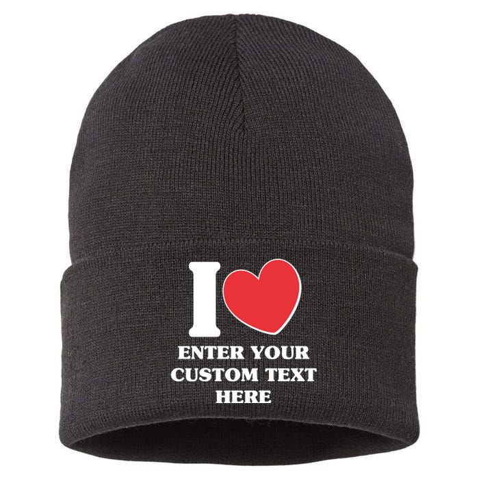 I Heart Love Custom Text Personalize Sustainable Knit Beanie