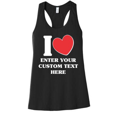 I Heart Love Custom Text Personalize Women's Racerback Tank