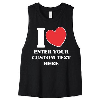 I Heart Love Custom Text Personalize Women's Racerback Cropped Tank