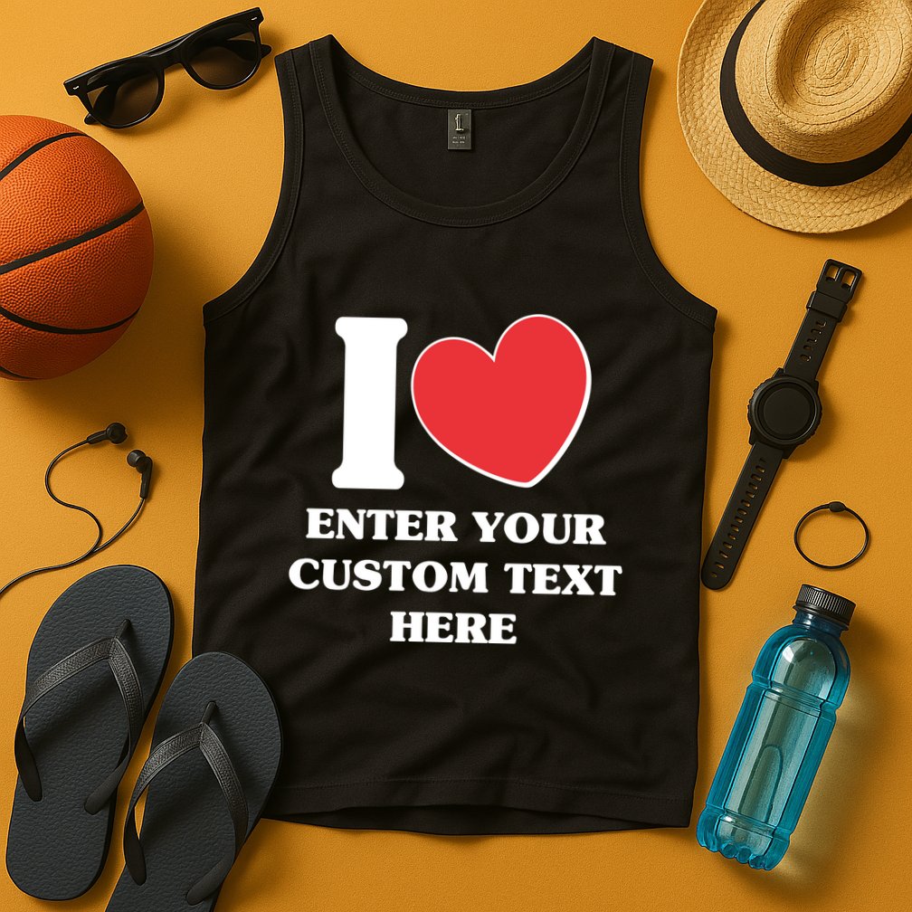 I Heart Love Custom Text Personalize Tank Top