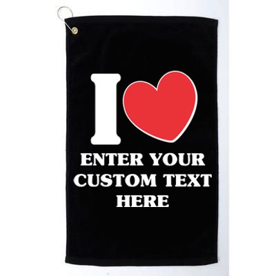 I Heart Love Custom Text Personalize Platinum Collection Golf Towel