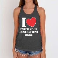 I Heart Love Custom Text Personalize Women's Knotted Racerback Tank