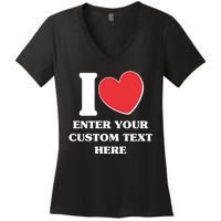 I Heart Love Custom Text Personalize Women's V-Neck T-Shirt