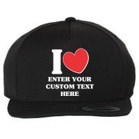 I Heart Love Custom Text Personalize Wool Snapback Cap
