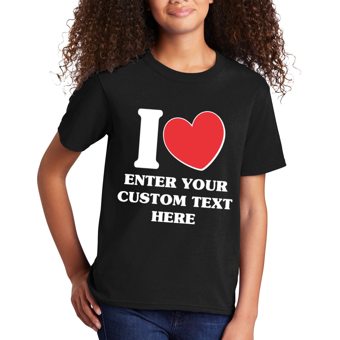 I Heart Love Custom Text Personalize Kids T-Shirt