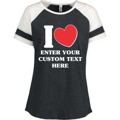 I Heart Love Custom Text Personalize Enza Ladies Jersey Colorblock Tee