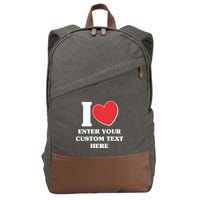 I Heart Love Custom Text Personalize Cotton Canvas Backpack