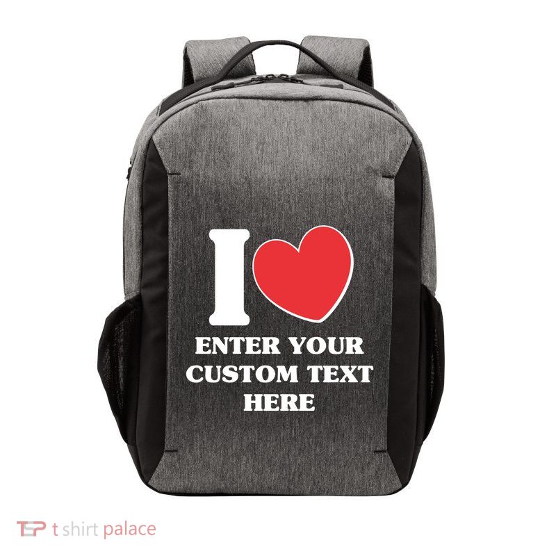 I Heart Love Custom Text Personalize Vector Backpack