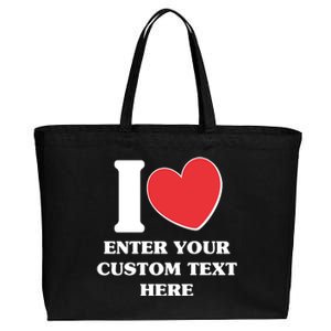 I Heart Love Custom Text Personalize Cotton Canvas Jumbo Tote