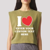 I Heart Love Custom Text Personalize Garment-Dyed Women's Muscle Tee