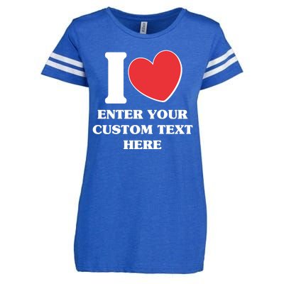 I Heart Love Custom Text Personalize Enza Ladies Jersey Football T-Shirt