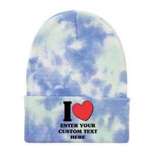 I Heart Love Custom Text Personalize Tie Dye 12in Knit Beanie