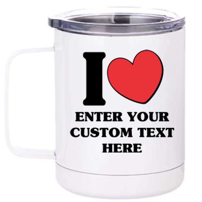 I Heart Love Custom Text Personalize 12 oz Stainless Steel Tumbler Cup