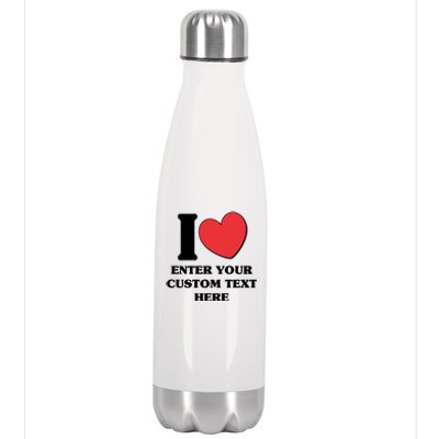 I Heart Love Custom Text Personalize Stainless Steel Insulated Water Bottle