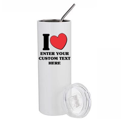 I Heart Love Custom Text Personalize Stainless Steel Tumbler