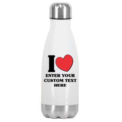 I Heart Love Custom Text Personalize Stainless Steel Insulated Water Bottle