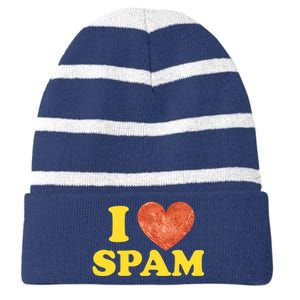 I Heart Love Spam Canned Cooked Pork Food Lover Spam Striped Beanie with Solid Band