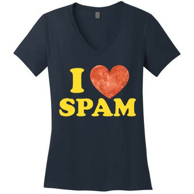 I Heart Love Spam Canned Cooked Pork Food Lover Spam Women's V-Neck T-Shirt