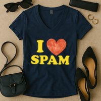 I Heart Love Spam Canned Cooked Pork Food Lover Spam Women's V-Neck T-Shirt