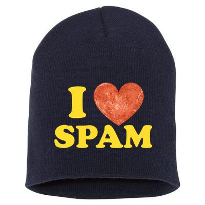 I Heart Love Spam Canned Cooked Pork Food Lover Spam Short Acrylic Beanie