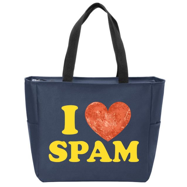 I Heart Love Spam Canned Cooked Pork Food Lover Spam Zip Tote Bag