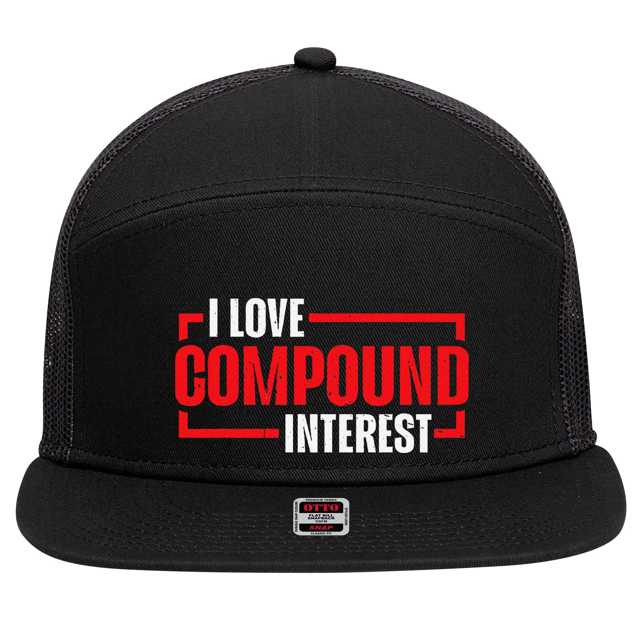 I Heart Love Compound Interest 7 Panel Mesh Trucker Snapback Hat