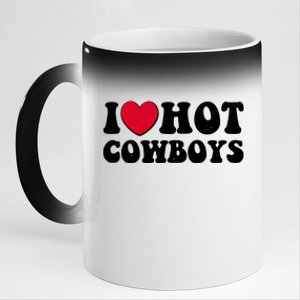 I Heart Love Hot Cowboys 11oz Black Color Changing Mug