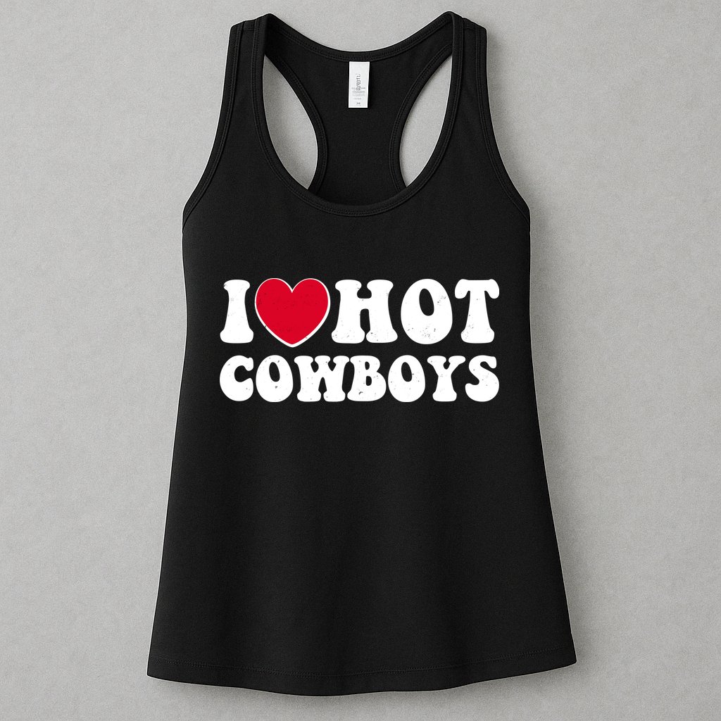 I Heart Love Hot Cowboys Womens Tank Top