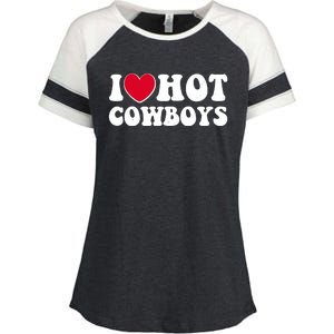 I Heart Love Hot Cowboys Enza Ladies Jersey Colorblock Tee