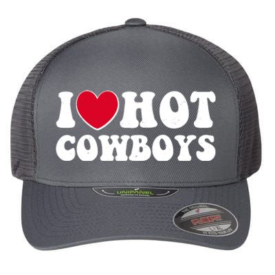 I Heart Love Hot Cowboys Flexfit Unipanel Trucker Cap