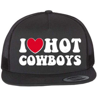 I Heart Love Hot Cowboys Flat Bill Trucker Hat