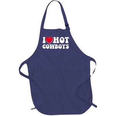 I Heart Love Hot Cowboys Full-Length Apron With Pockets