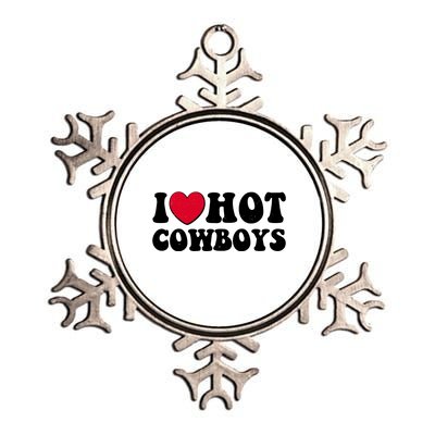 I Heart Love Hot Cowboys Metallic Star Ornament